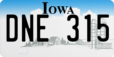 IA license plate DNE315