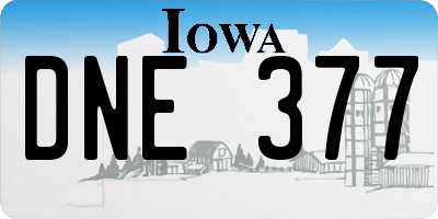 IA license plate DNE377