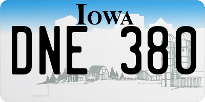 IA license plate DNE380