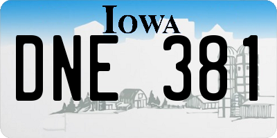 IA license plate DNE381