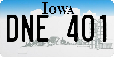 IA license plate DNE401