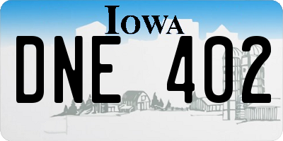 IA license plate DNE402