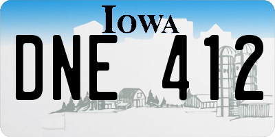 IA license plate DNE412