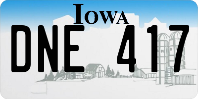 IA license plate DNE417