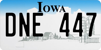 IA license plate DNE447
