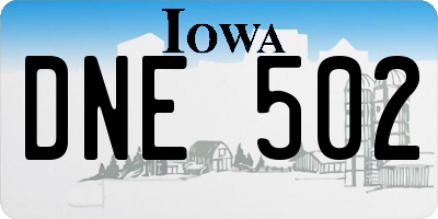 IA license plate DNE502