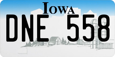 IA license plate DNE558