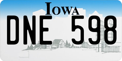 IA license plate DNE598