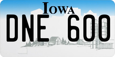 IA license plate DNE600