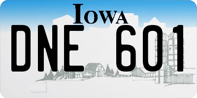 IA license plate DNE601