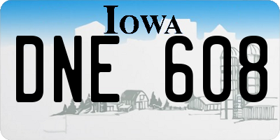 IA license plate DNE608