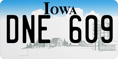 IA license plate DNE609