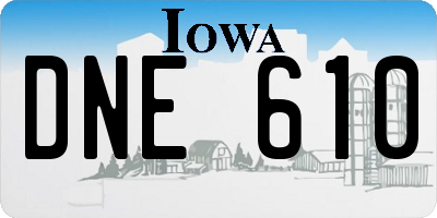 IA license plate DNE610