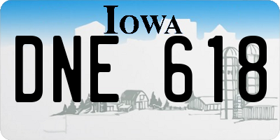 IA license plate DNE618