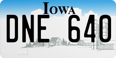 IA license plate DNE640