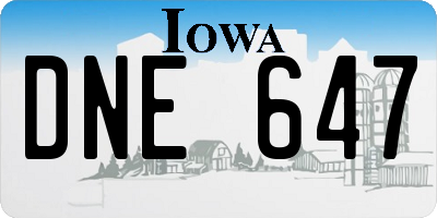 IA license plate DNE647