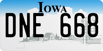IA license plate DNE668