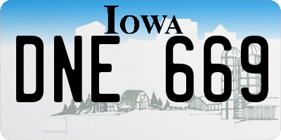 IA license plate DNE669