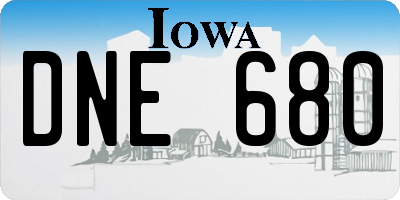 IA license plate DNE680