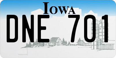 IA license plate DNE701