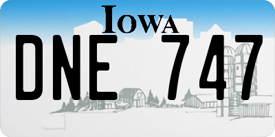 IA license plate DNE747