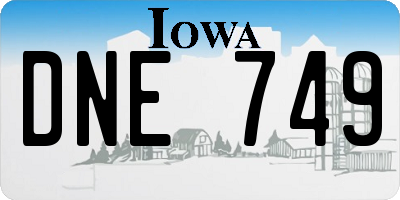 IA license plate DNE749