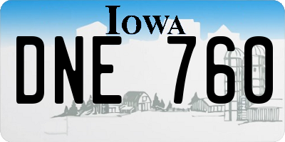 IA license plate DNE760