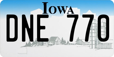 IA license plate DNE770
