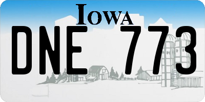 IA license plate DNE773