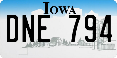 IA license plate DNE794