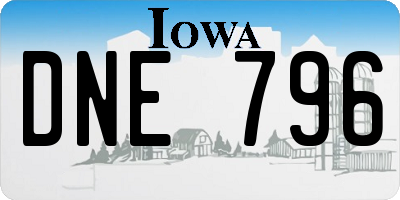 IA license plate DNE796