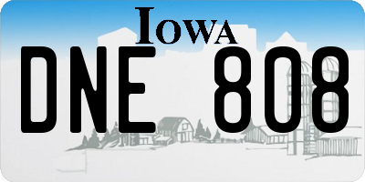 IA license plate DNE808