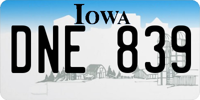 IA license plate DNE839