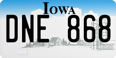 IA license plate DNE868