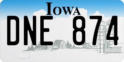 IA license plate DNE874