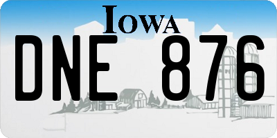 IA license plate DNE876