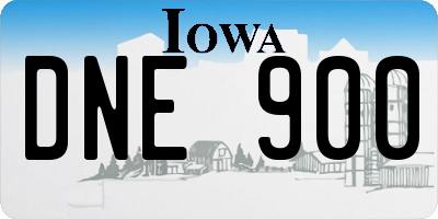 IA license plate DNE900