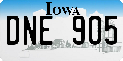 IA license plate DNE905