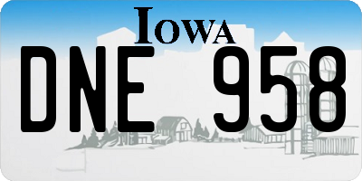 IA license plate DNE958