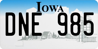 IA license plate DNE985