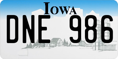 IA license plate DNE986