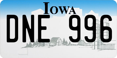 IA license plate DNE996