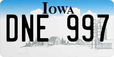 IA license plate DNE997