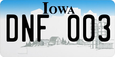 IA license plate DNF003