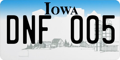 IA license plate DNF005