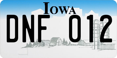 IA license plate DNF012