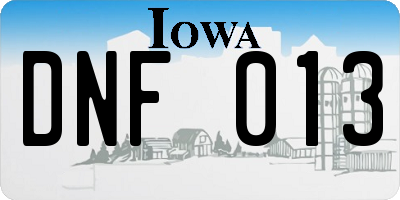 IA license plate DNF013