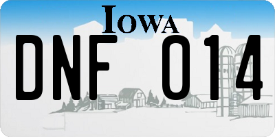 IA license plate DNF014