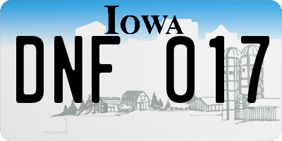 IA license plate DNF017