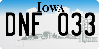 IA license plate DNF033